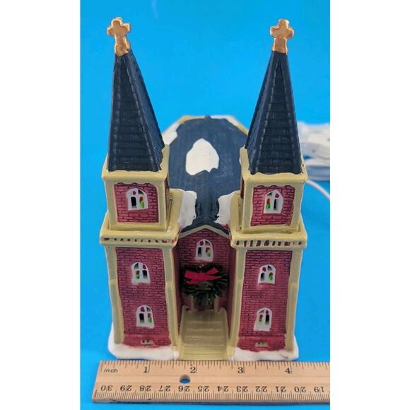 Christmas Valley Collectable 1993 Church Vintage Lighted Original Box - Picture 10 of 16